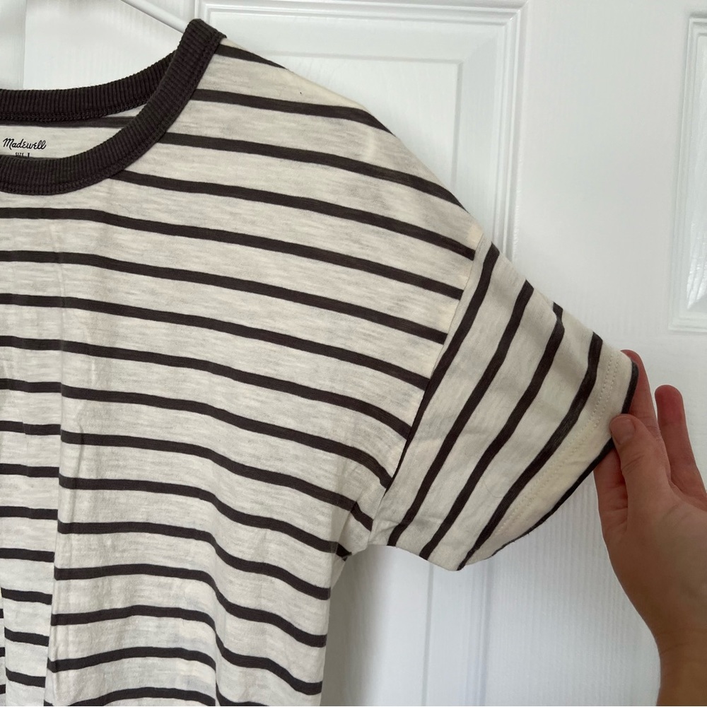 Madewell whisper cotton rib-crewneck tee in Malerva Stripe. L. - Picture 8 of 12